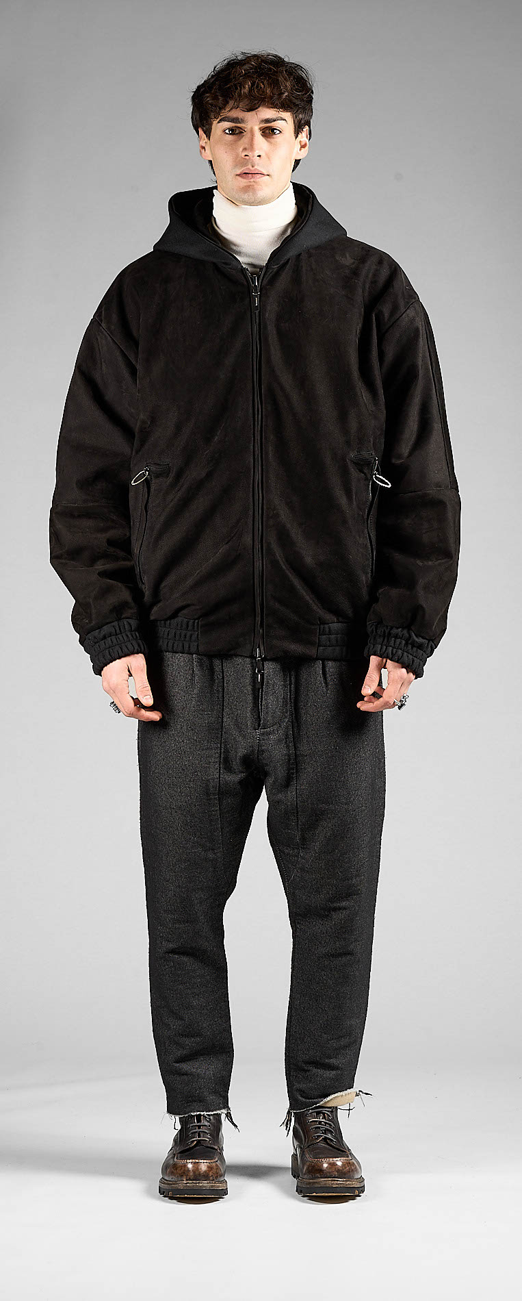 DANIELE BASTA LEATHER AND SILVER JACKET 